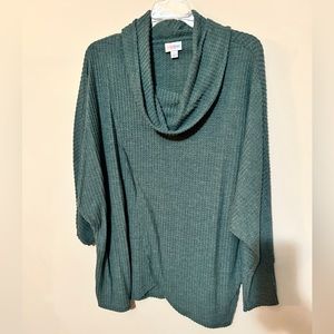 Women's Green Cowl Neck Sweater